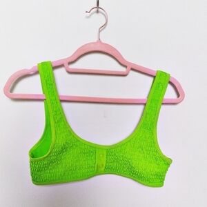 Kendall & Kylie Neon Green Textured Bikini Top Size Small